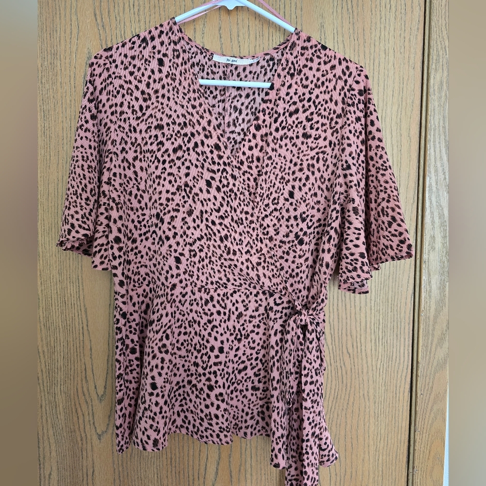 Miami Animal Print Wrap Blouse - Pink and Black